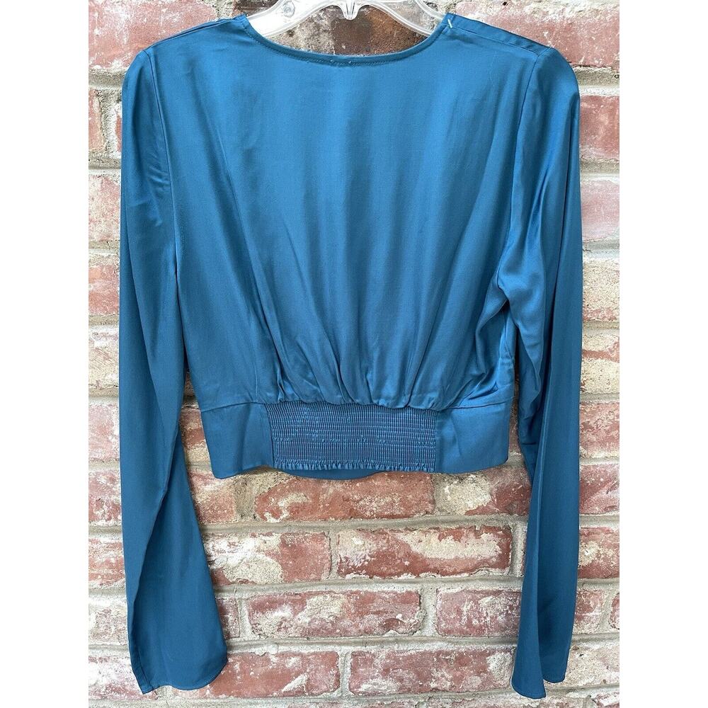 NWT Size XS Free People Miraya Twist Satin Crop Top Corsair Teal Blue REVOLVE - Picture 4 of 10